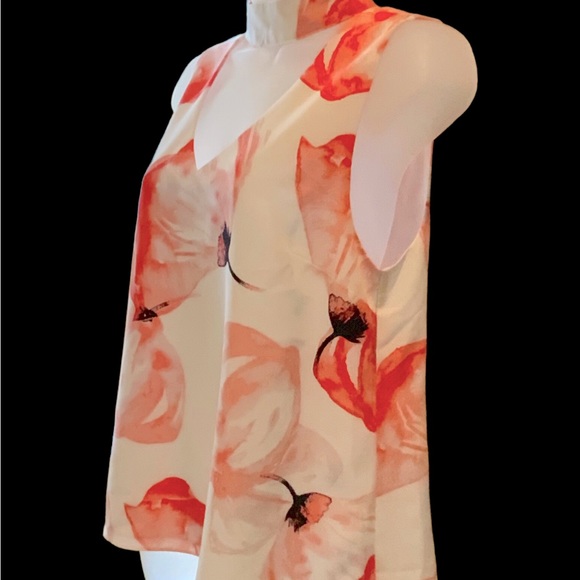 H By Halston Top Flower Detail  Sleeveless Collar Cutout In Front Lined Size SP - Picture 4 of 10